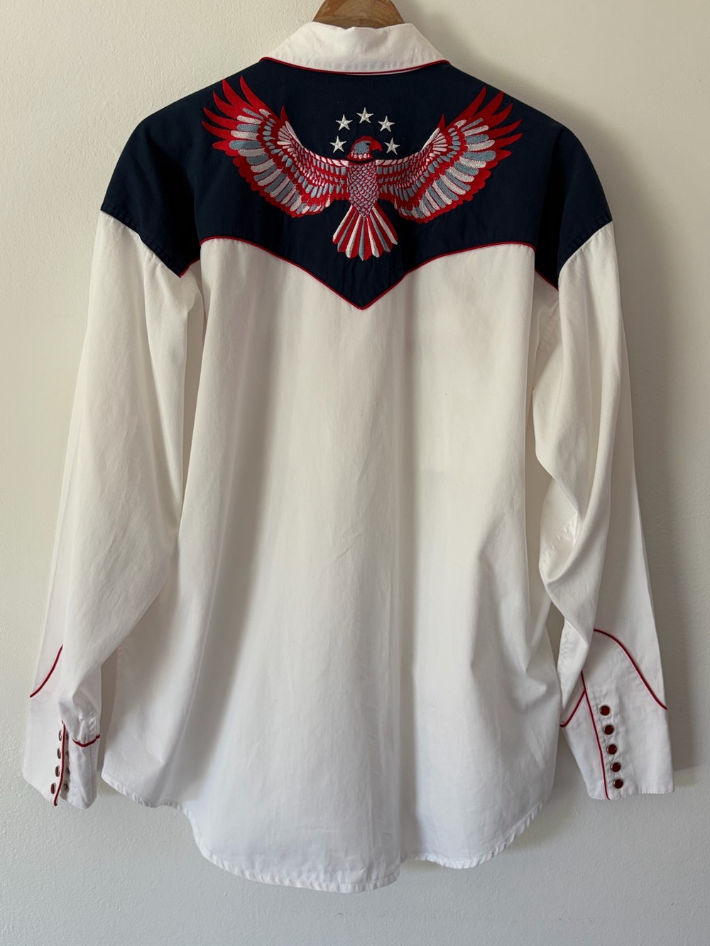 Rockmount Ranch Wear US Flag Eagle Embroidered Western Pearl Snap Shirt XL